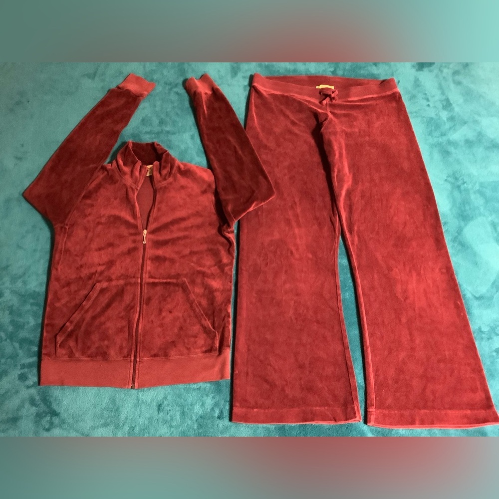 Juicy Couture Y2K Velour Pants 33 x 29 Zip Up Hoodie Tracksuit - Picture 3 of 15